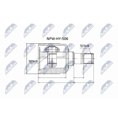 Abbildung von NTY NPW HY 506 Gelenksatz Vorderachse links, getriebeseitig HYUNDAI: SANTA FE 2
