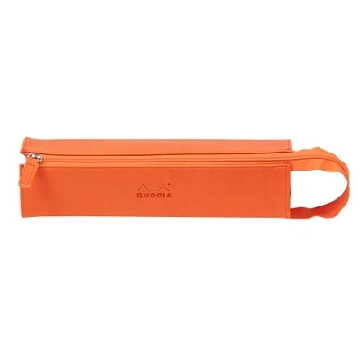 Abbildung von Rhodia 319024C Schlampermäppchen Rhodiarama, rechteckig 23x5x5 cm, flache Öffnung, langer Reißverschluss, praktisch und elegant aus Kunstleder Tangerine, 1 Stück