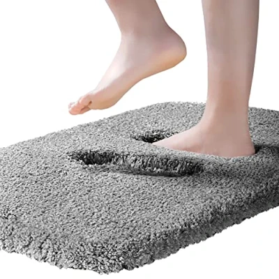 Abbildung von ROLIZOE Extrem Dicker Badematte rutschfest Badteppich Hochsaugfähige Badezimmerteppich Superweicher Badeteppich Mikrofaser Badvorleger Maschinenwaschbar 40 x 60cm,Dunkelgrau