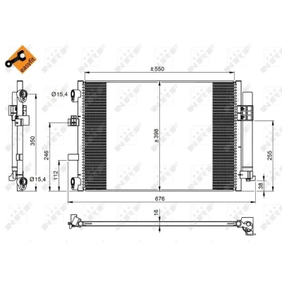 Abbildung von NRF EASY FIT 350210 Klimakondensator mit Trockner, Dichtring 15,4 10,2 Aluminium 550 FORD: FOCUS 3 Kasten/Schragheck, C Max 2