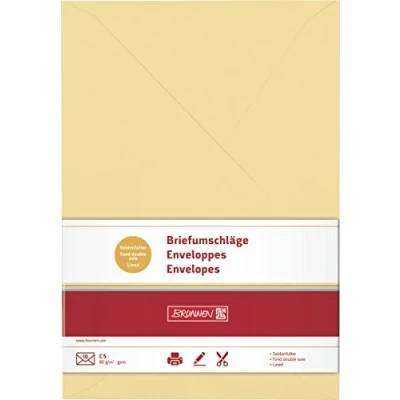 Abbildung von 5 x Brunnen Briefumschläge B5 Nassklebung 80g/qm honig VE=10 Stück