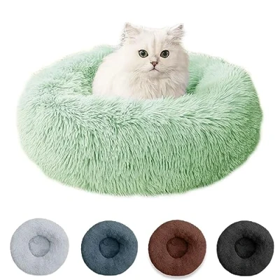 Abbildung von mixed24 Tierkorb Plüsch Hundebett Katzenbett Donut Kissen Hundekorb rund weich, waschbar