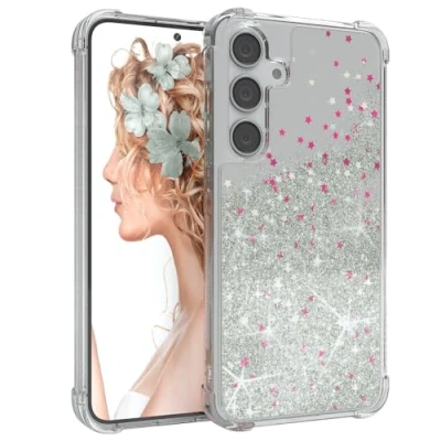 Abbildung von EAZY Case Glitzer Hülle kompatibel mit Samsung Galaxy S24 Plus Handyhülle für Silikon leichtes Shiny Cover stoßfestes Phone als Fallschutz in Silber
