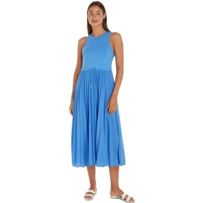 Abbildung von Tommy Hilfiger TANK Pleated Dress MIDI Freizeitkleid, Damen, Größe: XL, Blue spell