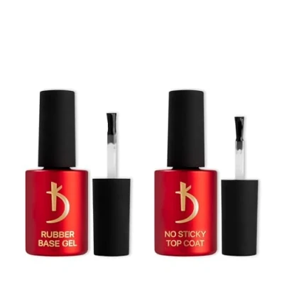 Abbildung von K Professional Nail Gel Polish Rubber Base &amp; No Wipe Top Coat Nagellack Maniküre Kit Glanz Langlebig Geeignet für Anfänger Profis Hochglanz Gesunde Nägel 2x15ml Nagelverlängerung