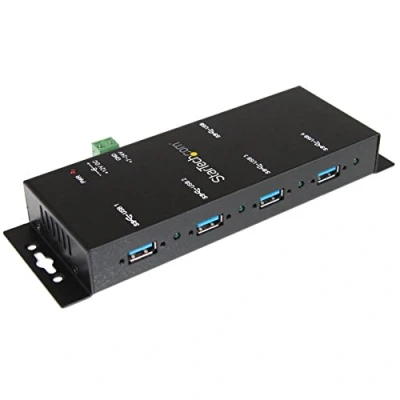 Abbildung von StarTech.com 4 Port USB 3.0 Hub Industrieller A aus Metall mit ESD und Überspannungsschutz Hutschienen/Wand/Tischmontage möglich TAA KONFORM Expander (ST4300USBM)
