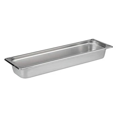 Abbildung von APS 81802 GN 2/4 Behälter, rostfreier Gastronormbehälter Edelstahl, Abmessungen 530 x 162 mm/Höhe 65 mm/Volumen 3,6 Liter, Edelstahlfarben