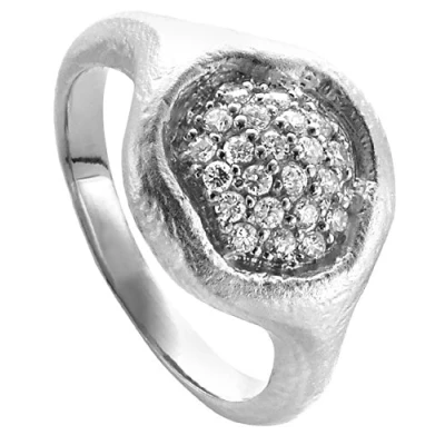 Abbildung von Orphelia Damen Ring 925 Silber rhodiniert mattiert Zirkonia weiß Gr. 50 (15.9) ZR 3924/50