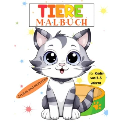 Abbildung von Großes und einfaches Tiere Malbuch für Kinder von 3 5 Jahren: Niedliche einfache Illustrationen zum Ausmalen Kleinkinder, Vorschule Kindergarten
