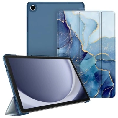Abbildung von Fintie Hülle für Samsung Galaxy Tab A9 Plus 11 Zoll 2023, Ultradünn Schutzhülle mit Translucent Rückseite Cover Auto Schlaf/Wach Funktion Tablet A9+ SM X210/X216/X218, Ozean Marmor