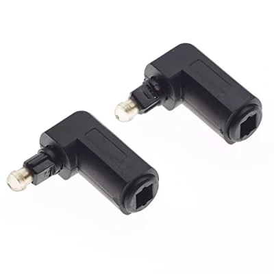 Abbildung von TOSlink rechtwinkliger Koaxialstecker Stecker auf Buchse 3,5 mm optisches Audiokabel Adapter, 2 Stück