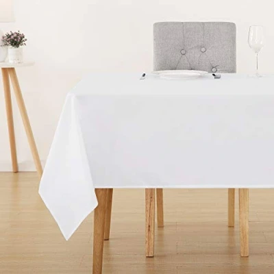 Abbildung von Deconovo Tischwäsche Weiss Tischdecke Wasserabweisend Lotuseffekt Tischtuch, 130x130 cm, Weiß, 1 Stück