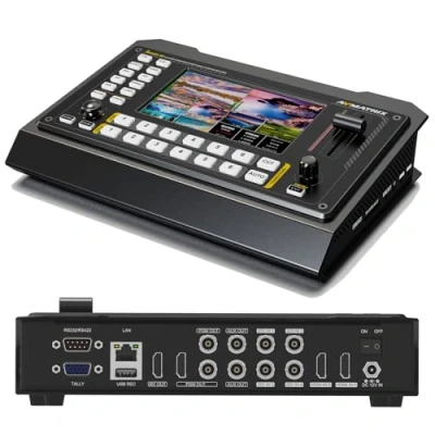 Abbildung von AVMATRIX Shark S6 5 Zoll Bildschirm Multi Kamera Videomischer, SDI/HDMI Eingänge, USB und SD Karten Aufnahme, Ethernet Ausgänge für Echtzeit Live Streaming, Bequeme PTZ Steuerung
