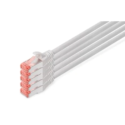 Abbildung von DIGITUS LAN Kabel Cat 6 10m 5 Stück RJ45 Netzwerkkabel S/FTP Geschirmt Kompatibel zu 6A &amp; 7 Grau