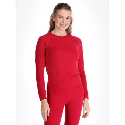 Abbildung von FALKE Damen Baselayer Shirt Warm Round Neck W L/S SH Funktionsmaterial schnelltrocknend 1 Stück, Rot (Red 8644) neu umweltfreundlich, S