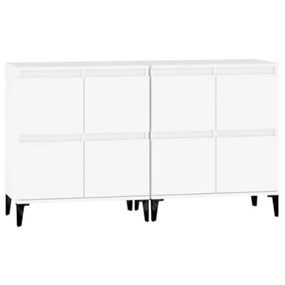 Abbildung von vidaXL Sideboard 2 STK., Kommode mit viel Stauraum, Mehrzweckschrank Anrichte für Wohnzimmer, Schrank Beistellschrank, Weiß Holzwerkstoff