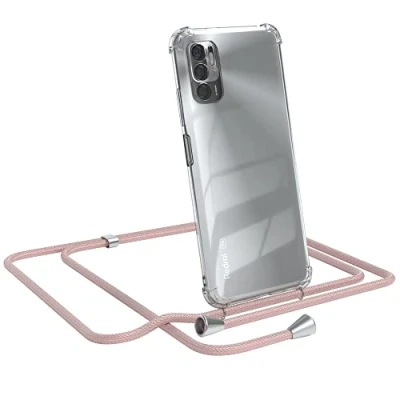 Abbildung von EAZY CASE Handykette kompatibel mit Xiaomi Redmi Note 10 5G Handyhülle Umhängeband, Handykordel Schutzhülle, Silikonhülle, Hülle Band, Stylische Kette für Smartphone, Rosé Gold