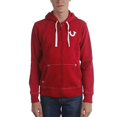 Abbildung von True Religion Men&#039;s Flocked Classic Buddha Logo Zip Up Hoodie Sweatshirt