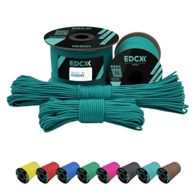 Abbildung von EdcX 2 mm Nylon Paracord 275 (50 und 100 m) 100% Nylonseil, 3 adrige Schnur, Nylonschnur in vielen Farben (Emerald Green,