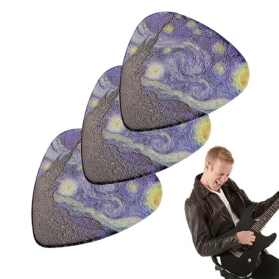 Abbildung von Verschiedene Gitarrenplektren, Schweres Plektren Set Mit Aufbewahrungsbox, E Gitarrenplektren Für Bass, Bassgitarren, Punk Zubehör Gitarrenliebhaber