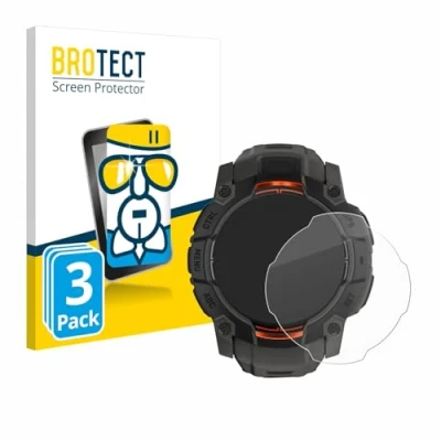 Abbildung von BROTECT Schutzglas für Garmin Instinct 3 Solar (45 mm) (3 Stück) Schutzfolie Panzer Folie Glas [Extrem Kratzfest 9H, Anti Fingerprint,