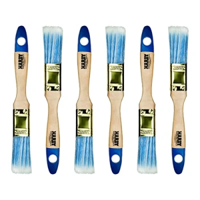 Abbildung von Hardy Flachpinsel Serie 42 zum Malen mit Acrylfarben und Lacken Effizient gleichmäßig deckend Synthetikborsten Holzstiel Set 6 TLG. Breite 25mm