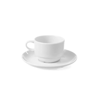 Abbildung von HENDI Tasse Delta 230 ml Saturn Ø 9 cm Porzellan weiß stapelbar spülmaschinengeeignet, Hotel Gastro Tassen