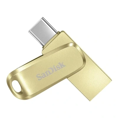 Abbildung von SanDisk Ultra Dual Drive Luxe USB Type C Laufwerk Smartphone Speicher 256 GB (Mobiler Speicher, 3.2 Gen 1, drehbares Design, 400 MB/s Lesen, Laufwerk, automatisches Backup) Gold