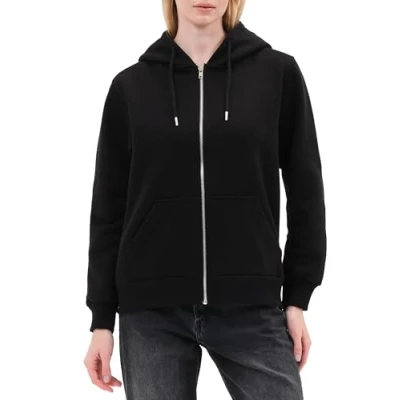 Abbildung von Smith &amp; Solo Hoodie Damen Reißverschluss Sweatjacke mit Kapuze, Kapuzenpullover, Kapuzenjacke Zippper Herbst Winter (Schwarz XS)