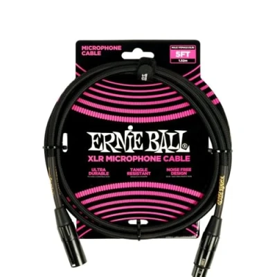 Abbildung von Ernie Ball Geflochtenes XLR Mikrofonkabel männlich/weiblich 1,52 m (5 ft) Schwarz