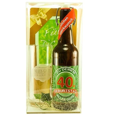 Abbildung von Bier Geschenk zum 40.Geburtstag Geburtstagsgeschenk vierzigster Geburtstag Geschenkset 40.