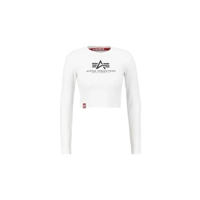 Abbildung von Alpha Industries Basic Cropped Langarmshirt, Damen, Größe: Small, White