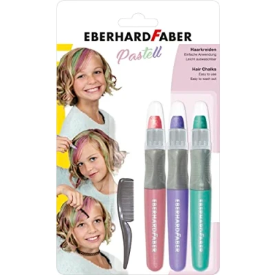 Abbildung von 4 x Eberhard Faber Schminkkreide 12,5cm pastellrosa/lila/türkis 3 er S