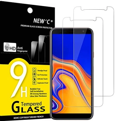 Abbildung von NEW&#039;C 2 Stück, Panzer Schutz Glas für Samsung Galaxy J4 Plus, Frei von Kratzern, 9H Härte, HD Displayschutzfolie, 0.33mm Ultra klar, Ultrabeständig