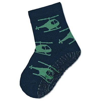 Abbildung von Sterntaler Baby Jungen Fliesen Socken FLI AIR Hubschrauber Strümpfe Rutsch mit Motiv marine, 17/18