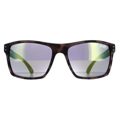 Abbildung von Superdry Sonnenbrille Kobe 2 122 Braun melierte aus Kunststoff mit gelb grün verspiegelten Glässern Herrenmodell 100% UVA &amp; UVB Schutz