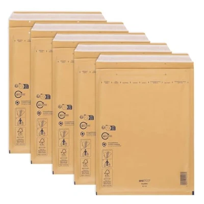 Abbildung von ÖKI Luftpolstertaschen Luftpolsterumschläge inkl. Haftklebestreifen, 5 Stück, B4 Luftpolster Taschen, Gepolsterte Briefumschläge,Versandtaschen, Braun