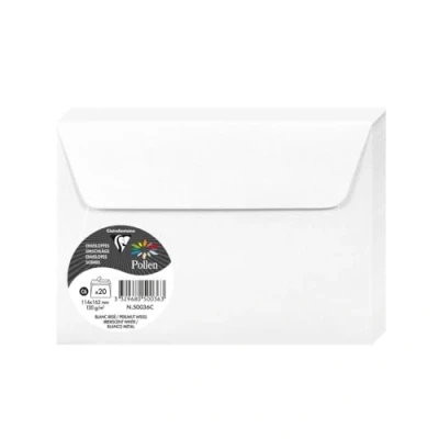 Abbildung von Clairefontaine 50036C Packung mit 20 Umschläge selbstklebend, Format C6 (11,4x16,2cm), 120g, ideal für Einladungen und Korrespondenz, Weiß Perlmutt, 1 Pack