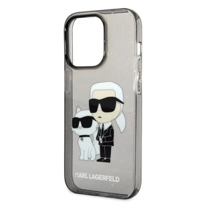 Abbildung von Karl Lagerfeld KLHCP14LHNKCTGK Hülle für iPhone 14 Pro 6,1&quot; Schwarz hardcase Gliter Karl&amp;Choupette