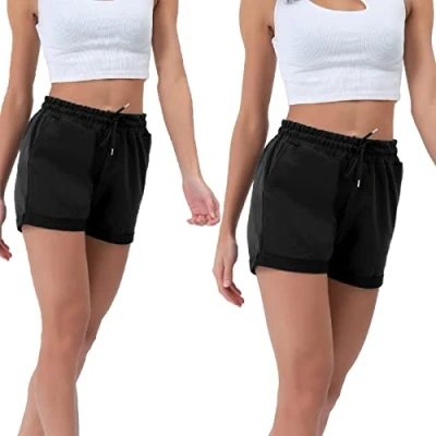 Abbildung von Smith &amp; Solo Kurze Hose Damen Shorts Sommer Hosen, Laufhose Kurz Sporthose, Trainingshose Sportshorts Women Laufshorts (2er Schwarz, S)