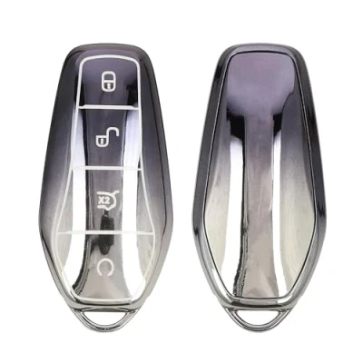 Abbildung von kwmobile Autoschlüssel Hülle kompatibel mit BYD Atto 3 / Han/Tang/Dolphin/Yuan/Seal Schlüsselhülle Silikon Cover Dunkelgrau Silber