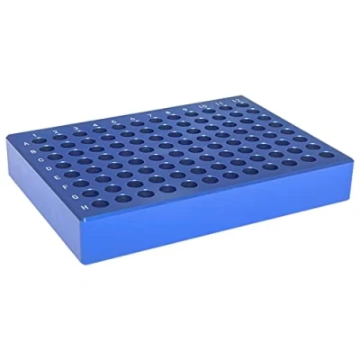 Abbildung von MUHWA 96 Well Aluminium Kühlblock für 0,2 ml PCR Mikroröhren, 8 x 12 Array, blau, 1 Stück