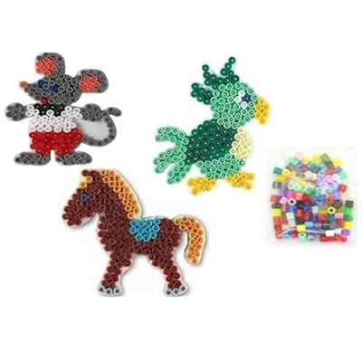 Abbildung von Happy Price Toys (Set 66) Hama Midi Stiftplattenbeutel Maus,Papagei und Pony + Bonus 100 HPT Bunte Bügelperlen