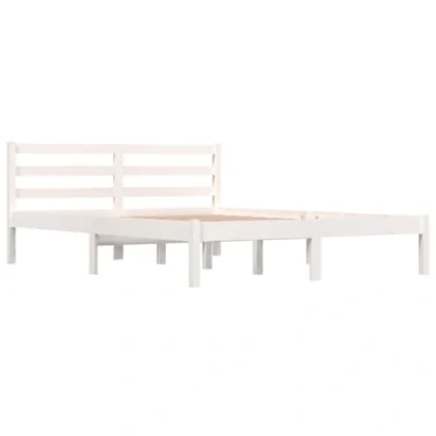 Abbildung von vidaXL Massivholzbett, Bett Holzbett für Schlafzimmer, Bettgestell Bettrahmen mit Lattenrost Kopfteil, Doppelbett Schlafzimmerbett, Kiefer 120x190cm Weiß