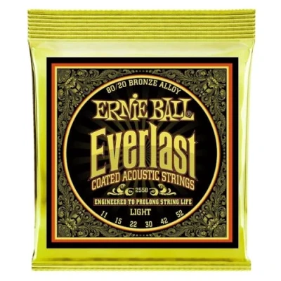 Abbildung von Ernie Ball Everlast Light Coated 80/20 Bronze Akustik Gitarrensaiten, Stärke 11 52
