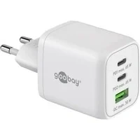 Abbildung von Goobay 64754 Nano USB C Ladegerät Netzteil 65W Power Delivery PD Schnellladegerät / iPhone 14 Stecker 3A &amp; A 3 Port Mini Steckdose Adapter Ultra klein Weiß