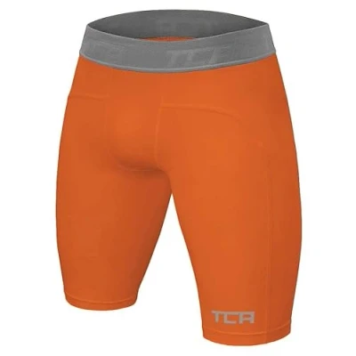 Abbildung von TCA Herren Pro Performance Kompressionsshorts, Schnelltrocknendes Baselayer Unterhose Tights Kurz Hose Laufunterwäsche Orange, XL