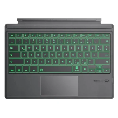 Abbildung von TiMOVO Tastatur Kompatibel mit Microsoft Surface Pro 7 Plus/Pro 7/Pro 6/Pro 4/Pro 3/Pro 2017, Kabellose Bluetooth Farbiger LED Hintergrundbeleuchtung, QWERTZ, Deutsches Layout, Grau