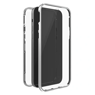 Abbildung von Black Rock Hülle 360 Grad Glass Case Passend für Apple iPhone 13 Pro Max I Magnet Verschluss, Durchsichtig, Cover (Transparent mit silbernem Rahmen)