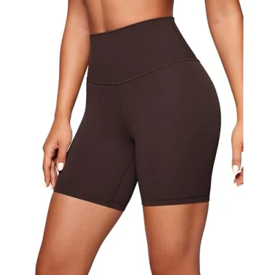Abbildung von CRZ Yoga Butterluxe Damen Radlerhose Kurze Sporthose High Waist Sommer Shorts Laufshorts Fitness Hose 15cm Heißes Fudge Brown 42